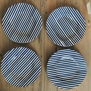Earthenware Navy Striped Salad Plates